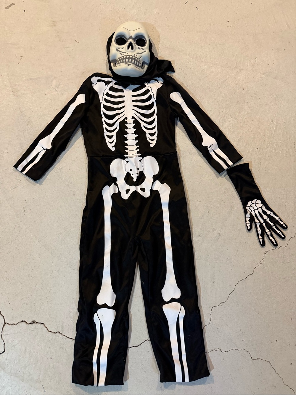 Kids Black Skeleton Costume with Mask and Glove